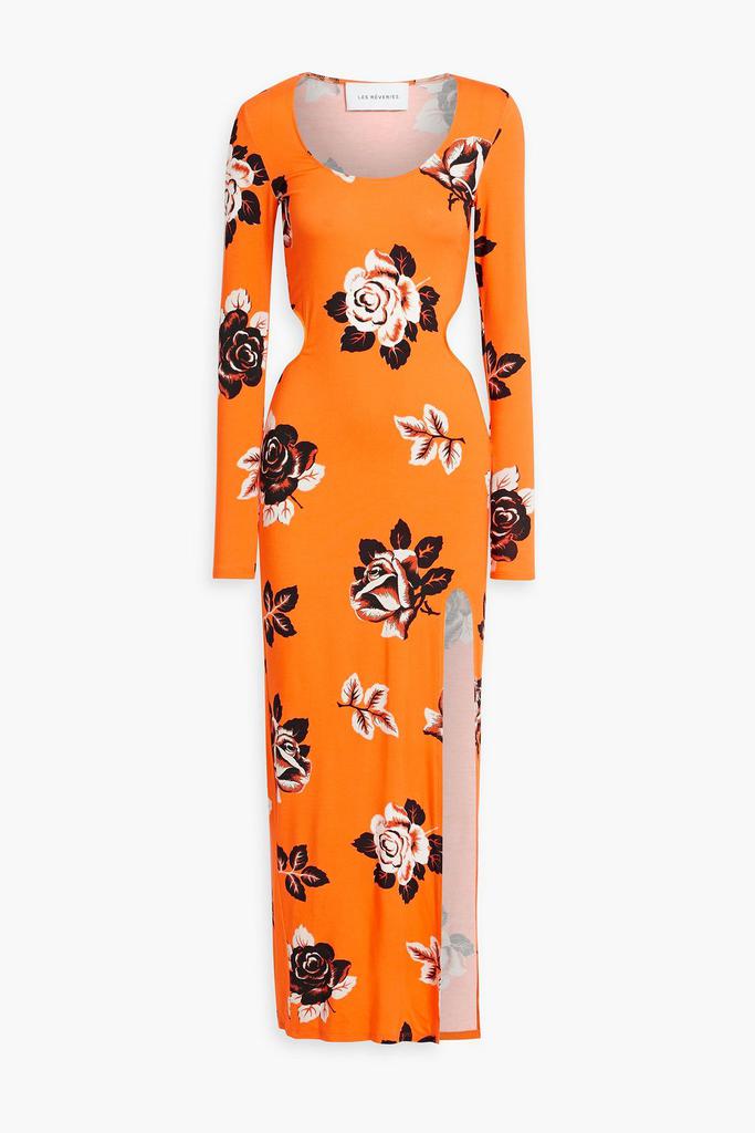 LES RÊVERIES Cutout floral-print jersey maxi dress