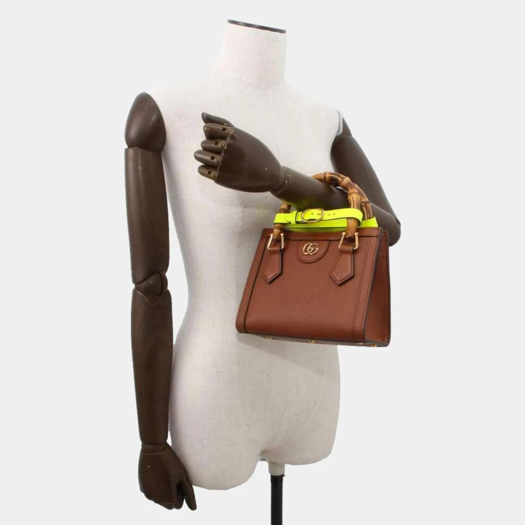 Gucci Gucci Brown Leather Mini Bamboo Diana Tote Bag 3