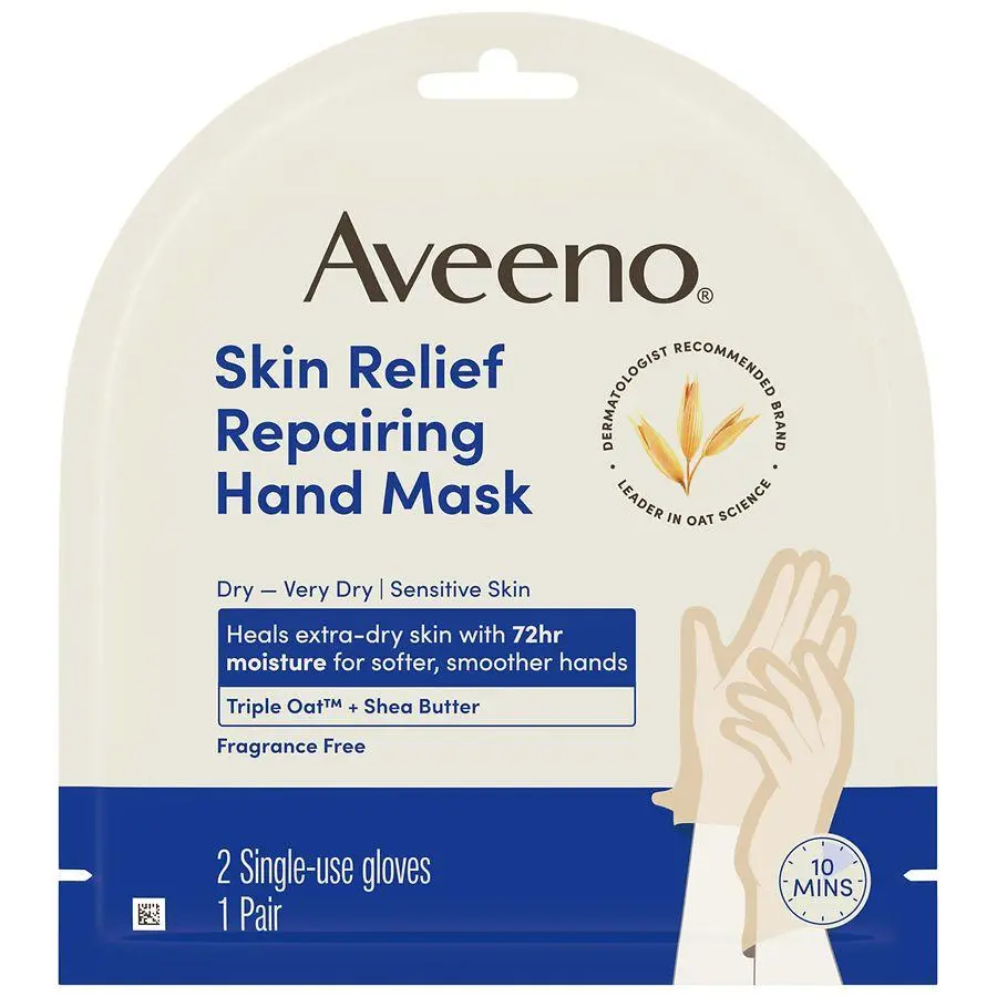 Aveeno Skin Relief Repairing Hand Mask, 2 Single-Use Gloves Fragrance Free