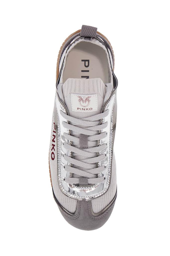 PINKO sneaker in silver knit with suede details reby 03