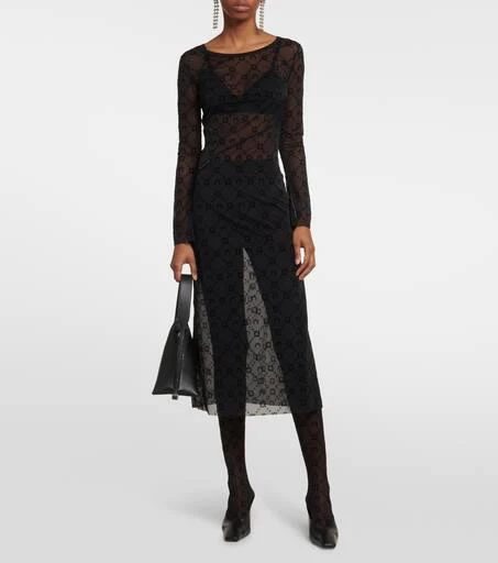 MARINE SERRE Moonogram flocked mesh tights 2