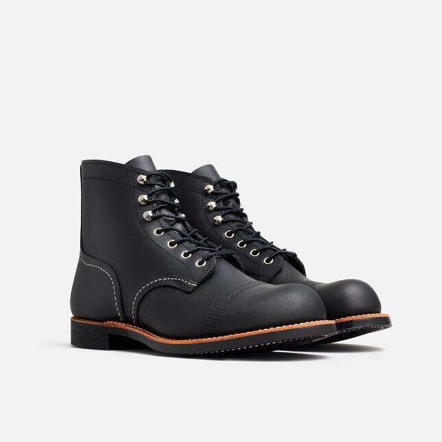 Red Wing Red Wing Iron Ranger 8084 Men
s Black Leather Toe Cap Comfort 6-Inch Ankle Boots
