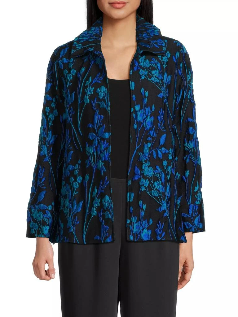 Caroline Rose Blue Moon Jacquard A-Line Jacket 3