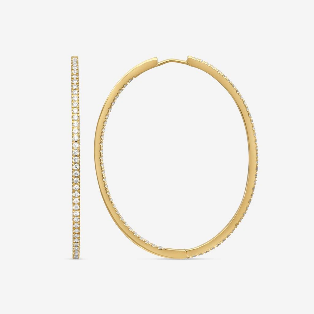 Mémoire Mémoire 18K Yellow Gold Diamond Oval Hoop Earrings MOHE-0125TY-copy 3