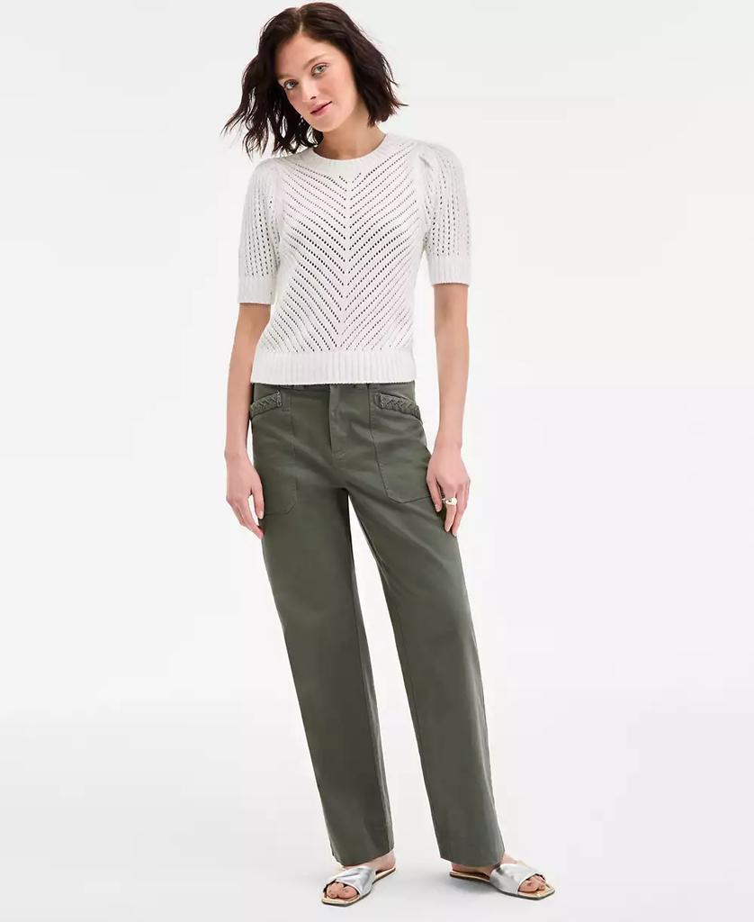 On 34th Women's Diagonal-Knit Puff-Sleeve Sweater, Exclusively at Macy's