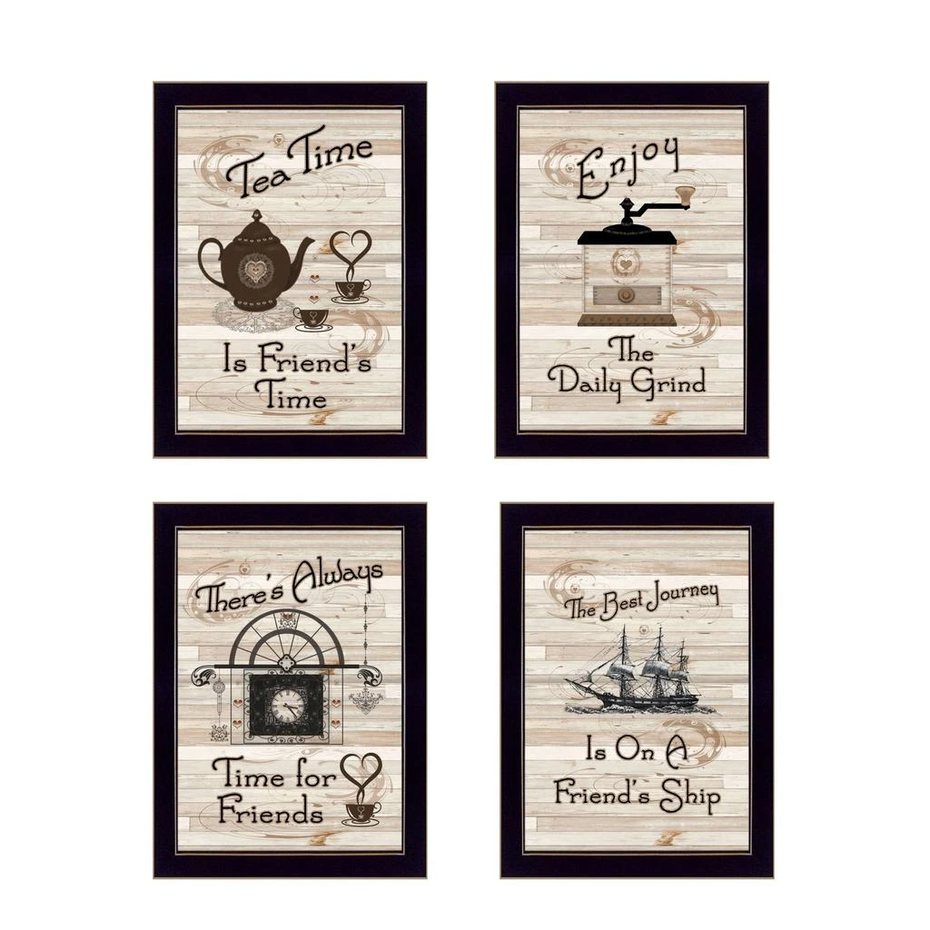 Hivvago Set Of Four Friendship 2 Black Framed Print Kitchen Wall Art 2