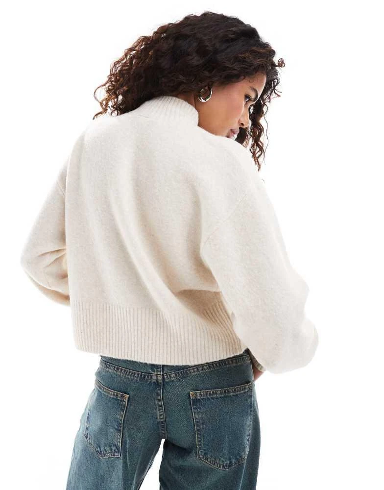 Monki Monki knitted turtleneck sweater in beige melange 4
