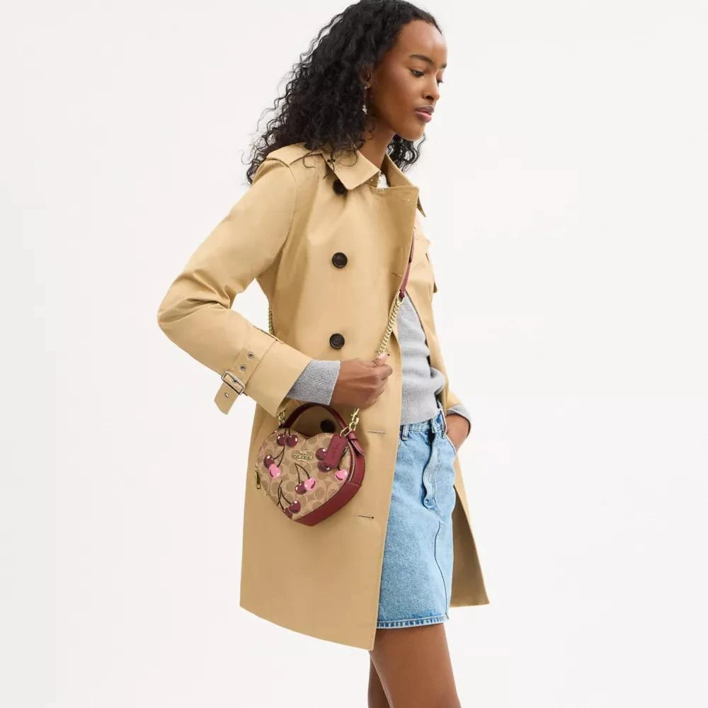 Coach Heart Crossbody Bag In Signature Canvas With Cherry Print 2