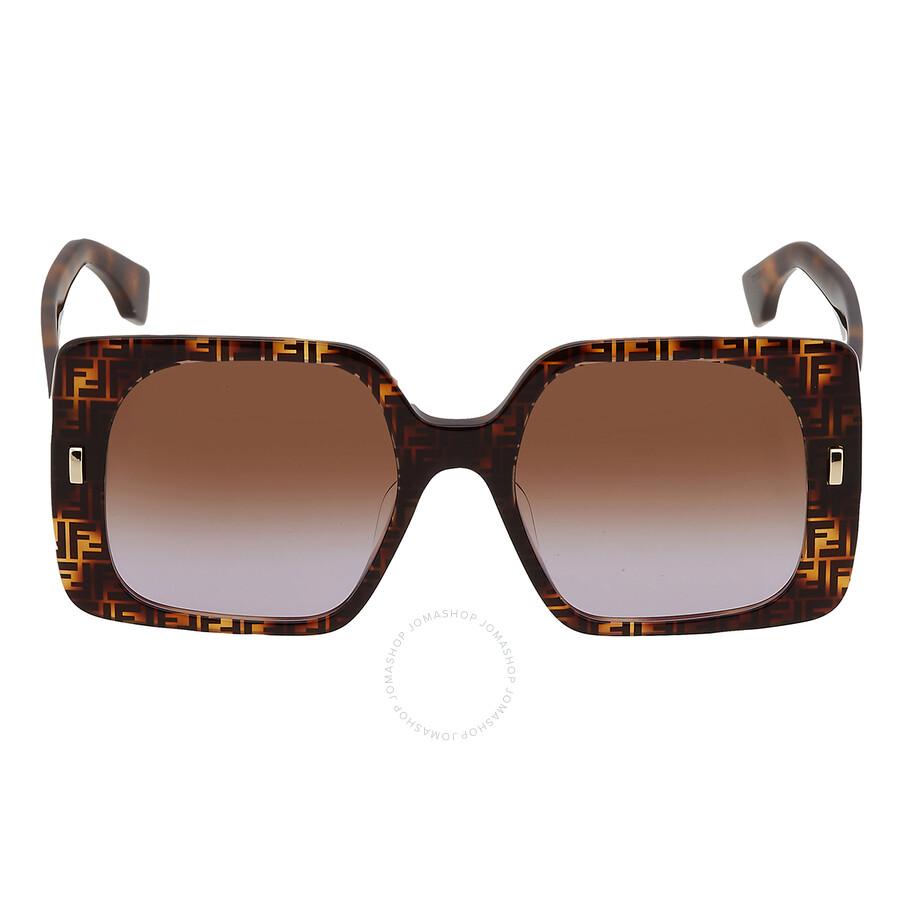 Fendi Brown Gradient Square Ladies Sunglasses FE40036U 55F
