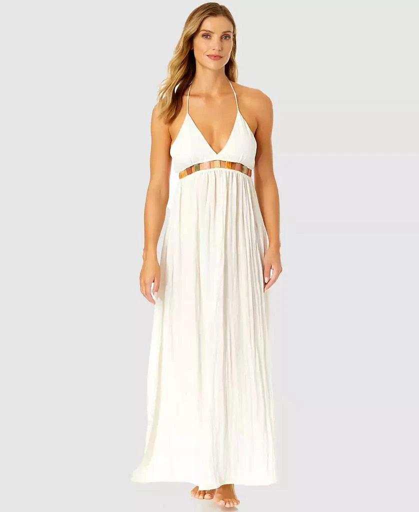 Ibiza Anne Cole Women's V-Neck Jewel Halter Maxi Cover-Up Dress 1