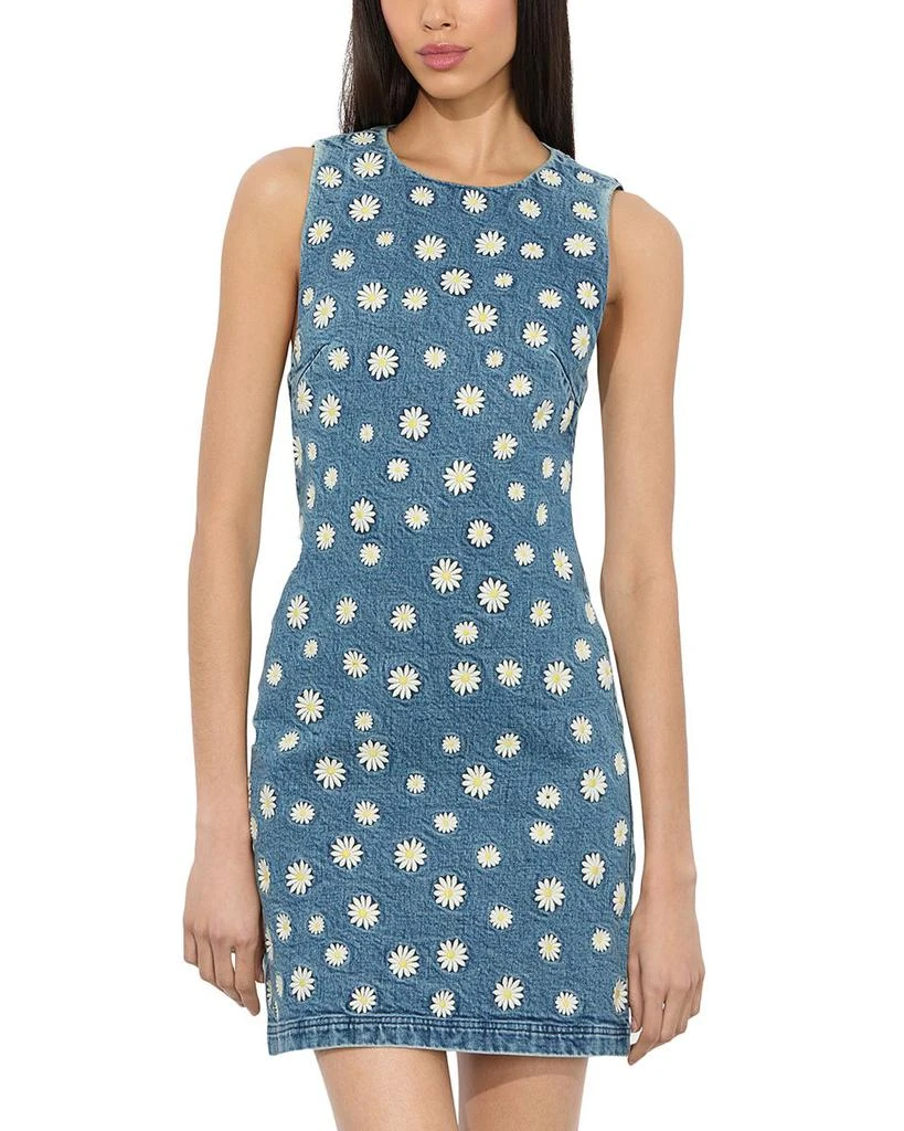 Alice + Olivia Wynell Embroidered Denim Mini Dress 1