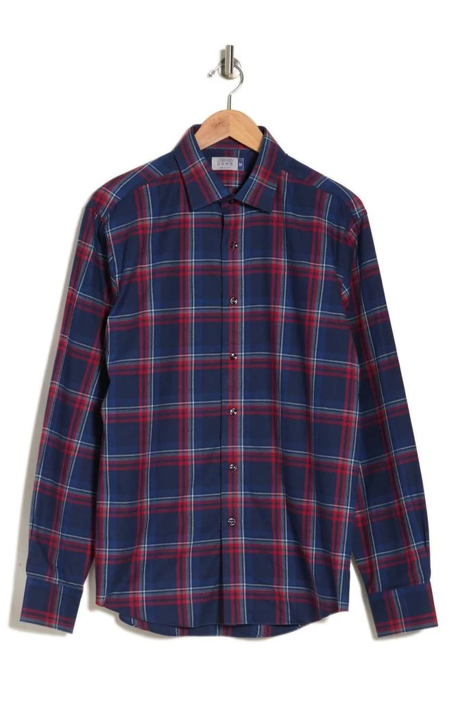 Lorenzo Uomo Trim Fit Plaid Flannel Cotton Dress Shirt 3