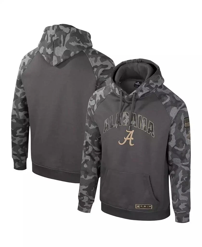 Colosseum Men's Charcoal Alabama Crimson Tide OHT Military Appreciation Camo Raglan Pullover Hoodie 1