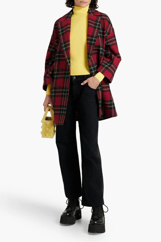 REDVALENTINO Double-breasted checked wool-tweed coat 2