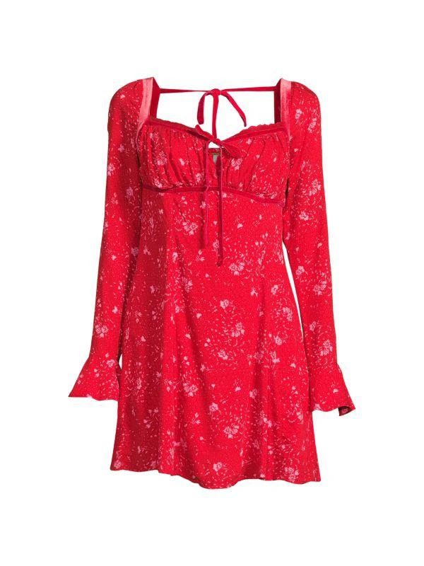 Free People Bell Sleeve Floral Mini Peasant Dress 3