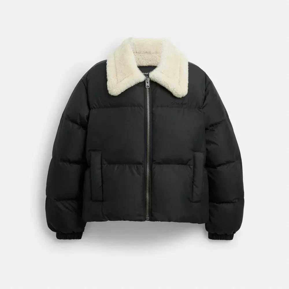 Coach Puffer With Shearling Collar