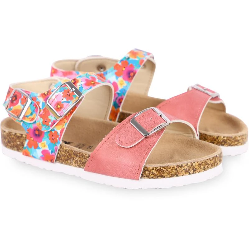 COLORS OF CALIFORNIA Floral print buckle straps sandals in pink 1
