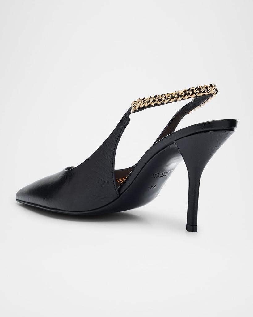 Gucci Signoria Slingback Leather Pumps - High Heels