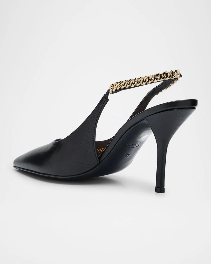 Gucci Signoria Slingback Leather Pumps 4