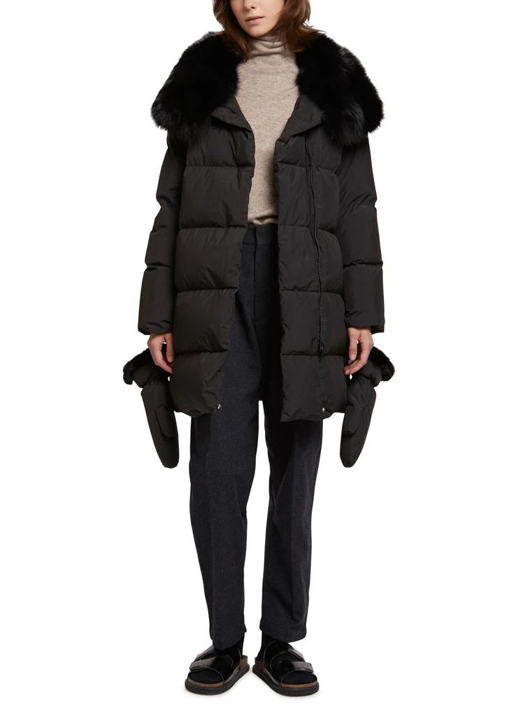 YVES SALOMON Belted puffer jacket made from a waterproof technical fabric with fox and rabbit trims 2