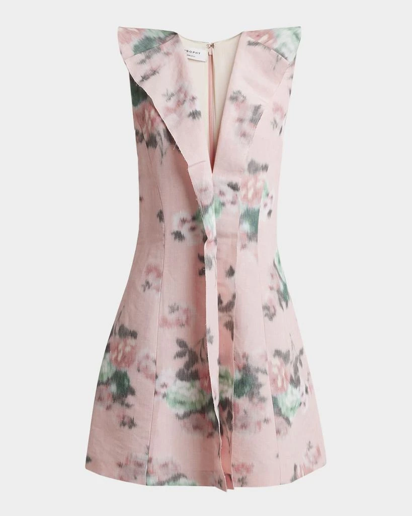 PHILOSOPHY di LORENZO SERAFINI Blur Floral-Print Ruffle Sleeveless Mini Dress 1