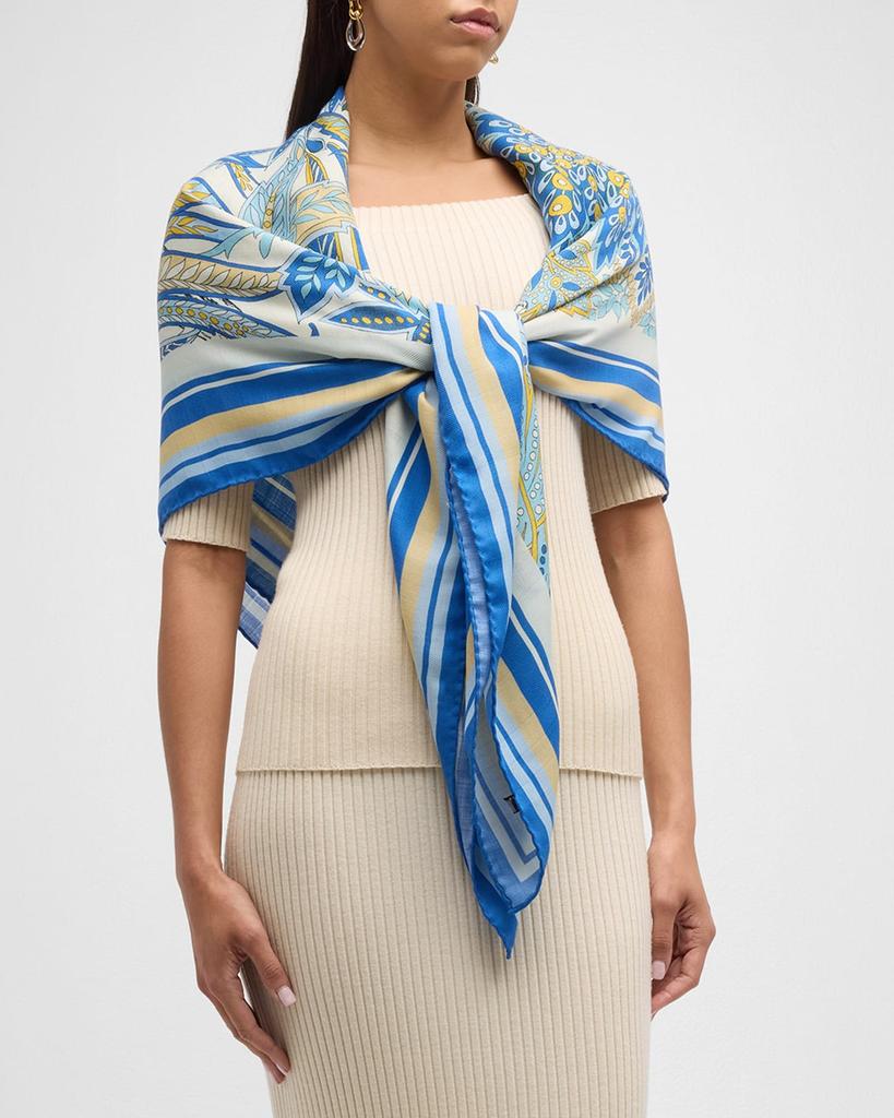 Rani Arabella Amazonia Cobalt Cashmere-Blend Scarf