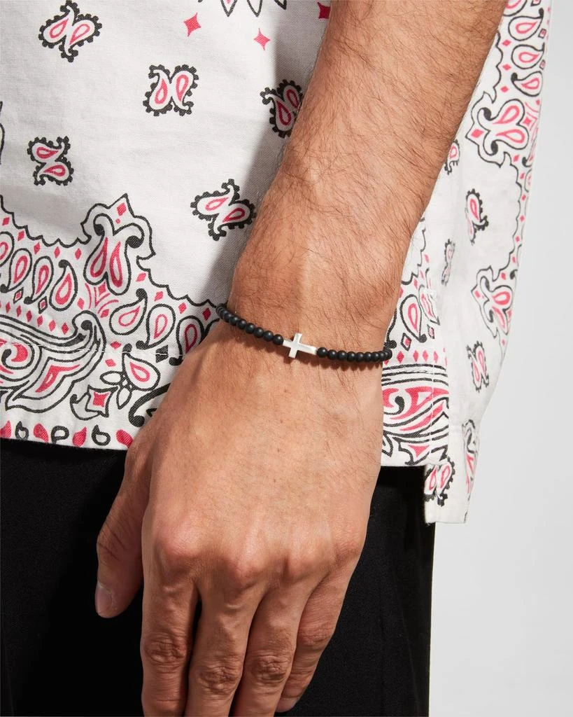David Yurman Men's Spiritual Beads Cross Station Bracelet in Silver, 4mm 2