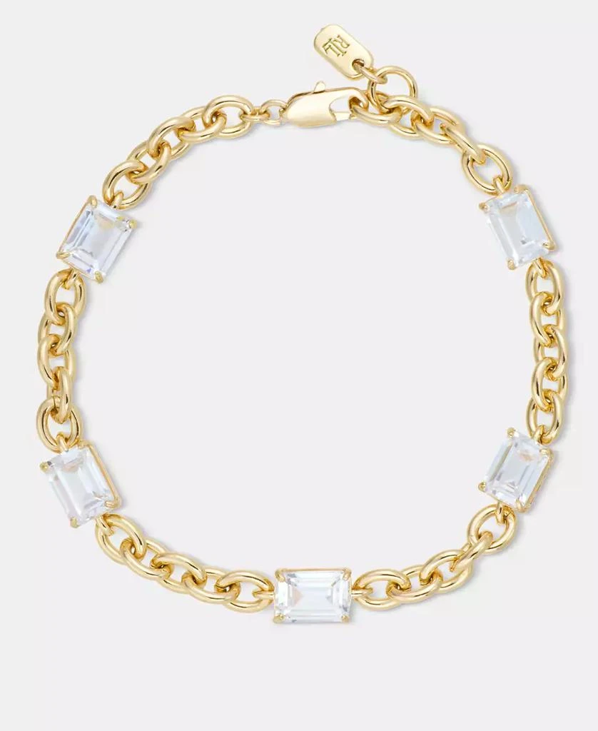 Ralph Lauren Gold-Tone Cubic Zirconia Chain Link Bracelet