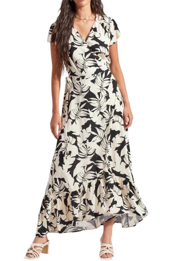 Tribal Short Sleeve Wrap Up Print Maxi Dress In Wailea 1
