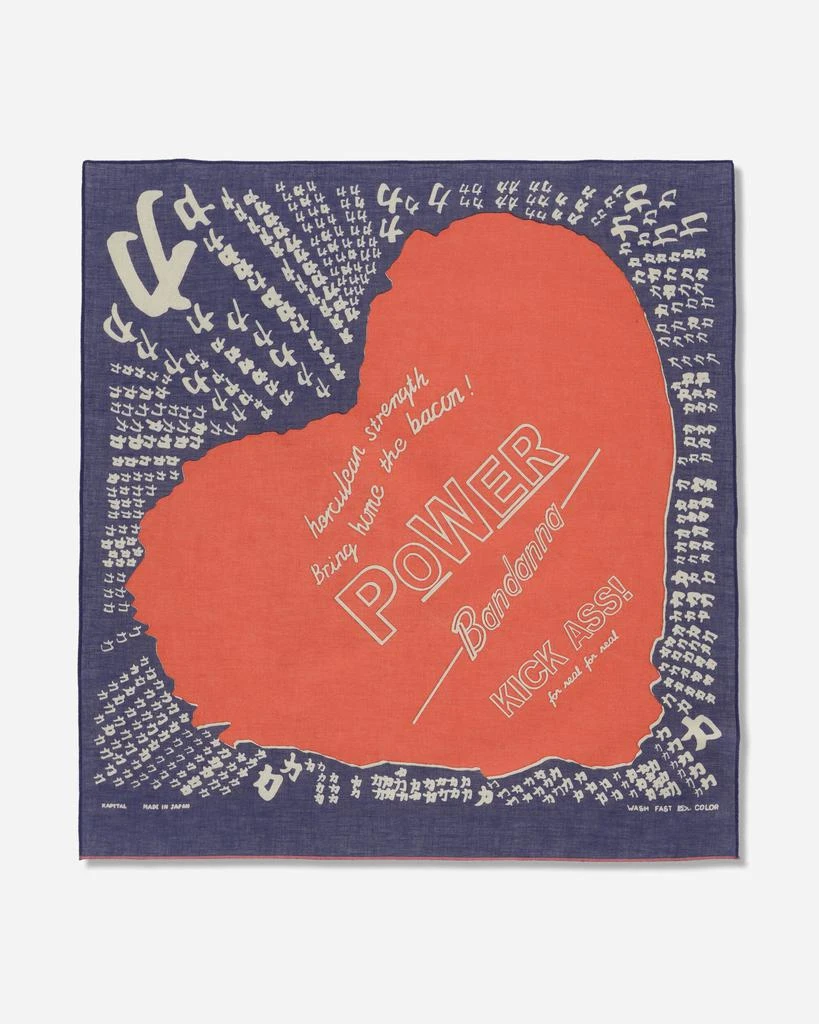 KAPITAL Fastcolor Selvedge Bandana (Love Power) Navy 2