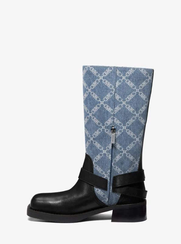 Michael Kors Crosby Empire Diamond Jacquard Denim Moto Boot 3