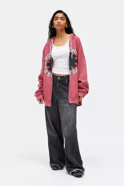 Urban Outfitters Red Hot Chili Peppers Graphic Oversized Zip Up Hoodie Sweatshirt 2