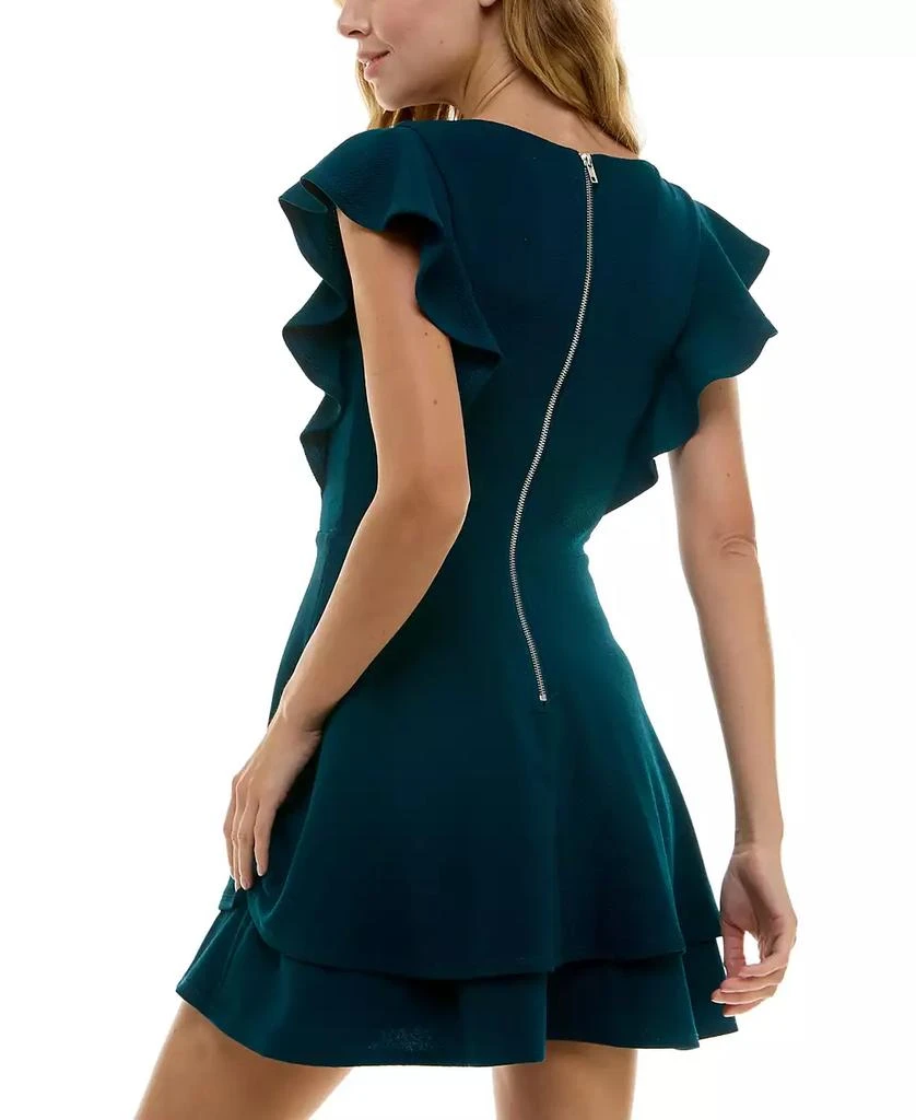 Crystal Doll Juniors' Ruffle-Sleeve Fit & Flare Dress 3