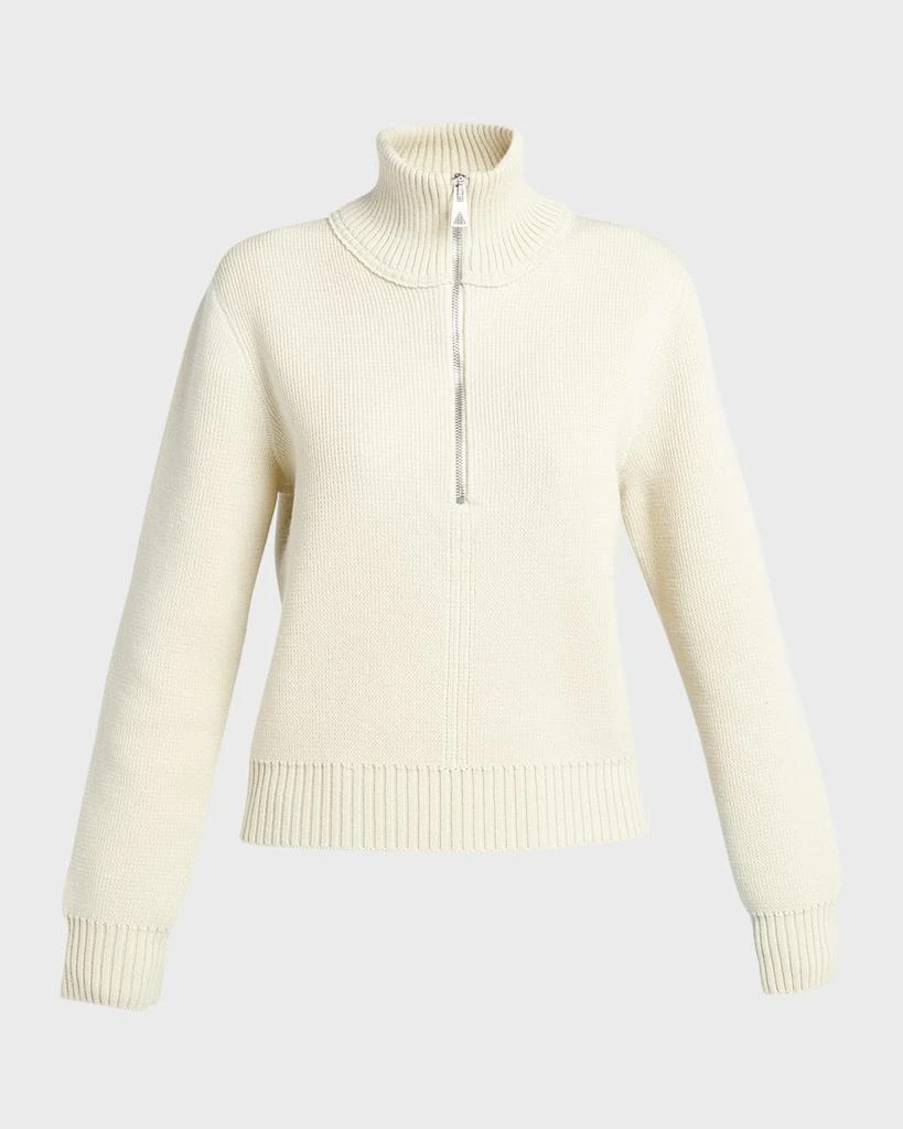 Bottega Veneta Dry Wool Ribbed Half-Zip Sweater 1