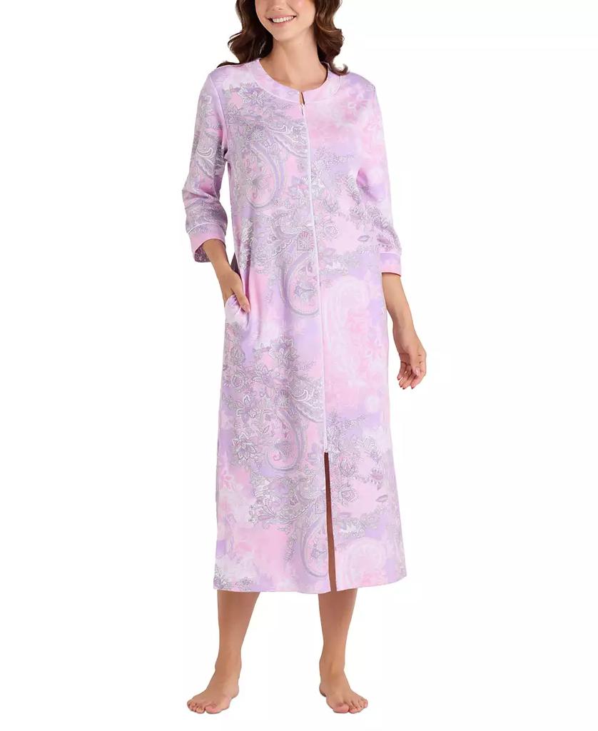 Miss Elaine Women's Printed 3/4-Sleeve Long Robe
