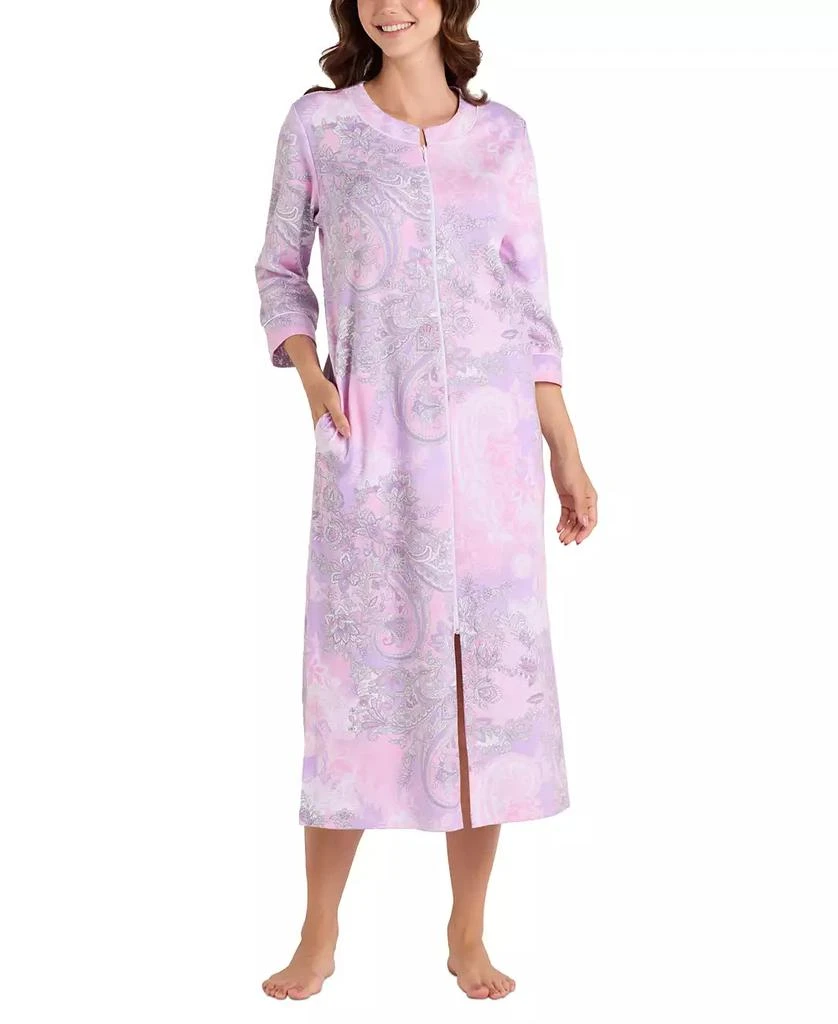 Miss Elaine Women's Printed 3/4-Sleeve Long Robe 1