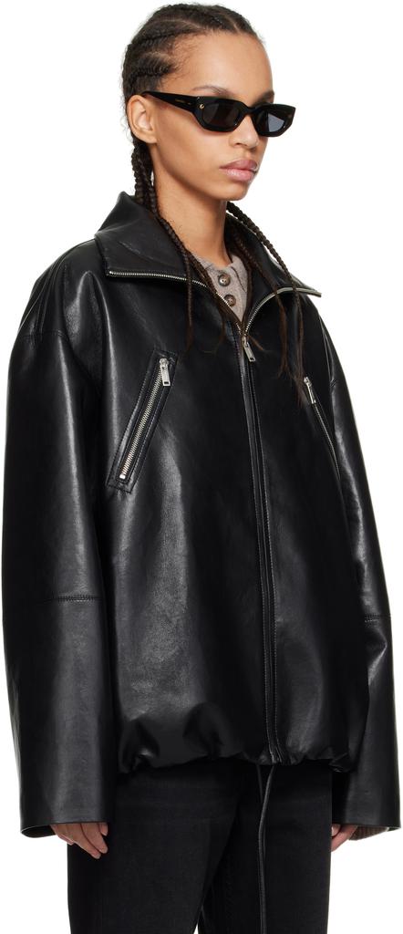 Nanushka Black Aiman Faux-Leather Jacket