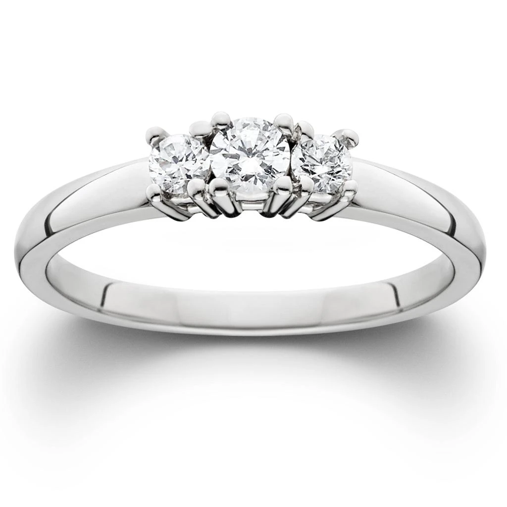 Pompeii3 1/4 Ct Three Stone Lab Grown Diamond Engagement Ring 10k White Gold