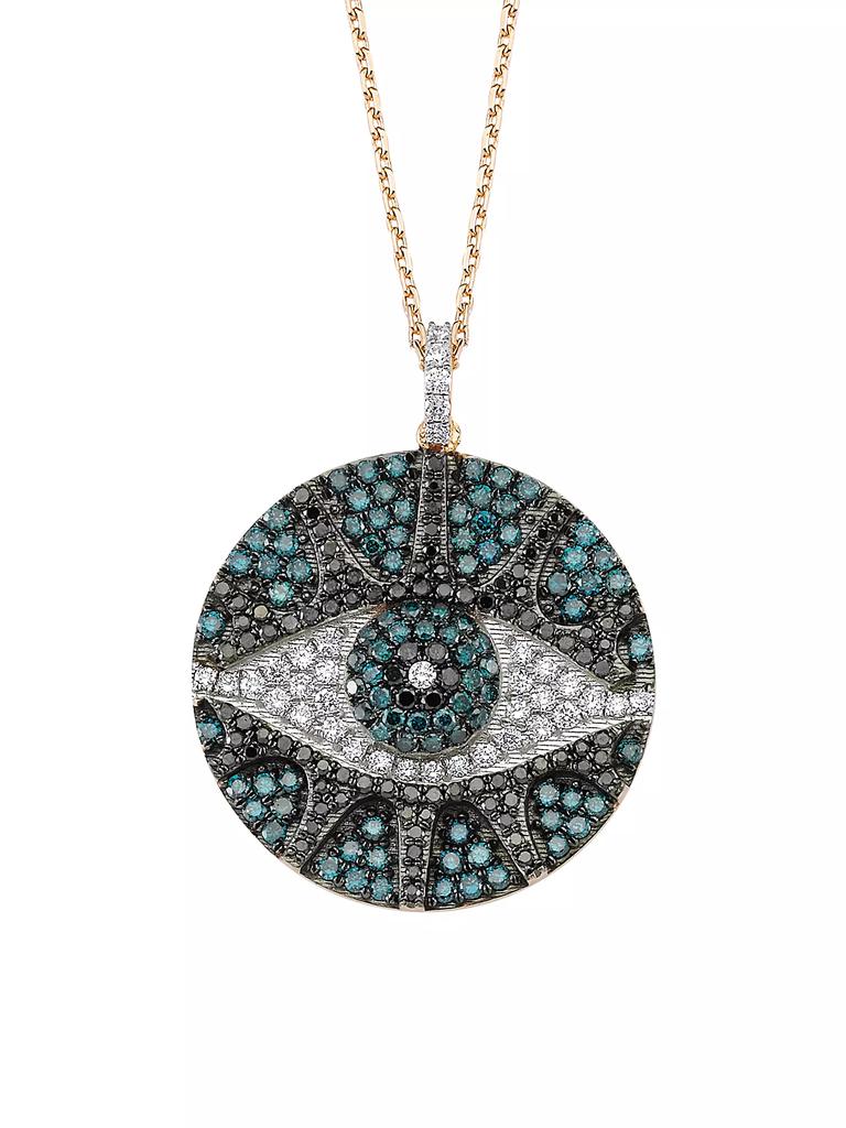 Bee Goddess Eye Light 14K Rose Gold & Multicolor Diamond Necklace