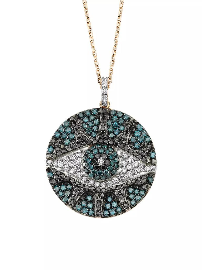 Bee Goddess Eye Light 14K Rose Gold & Multicolor Diamond Necklace 1