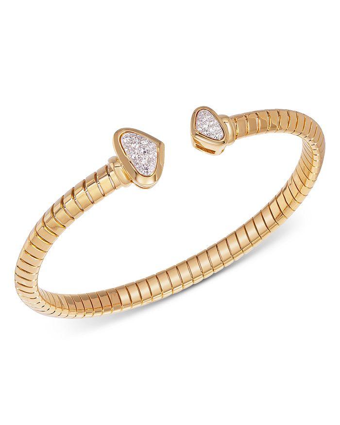 MARINA 18K Yellow Gold Trisolina Small Castanga Pavé Diamond Bangle Bracelet