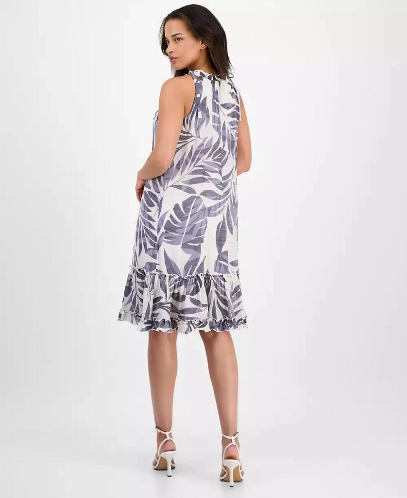 Robbie Bee Women's Printed Ruffle-Neck Sleeveless Mini Dress 5