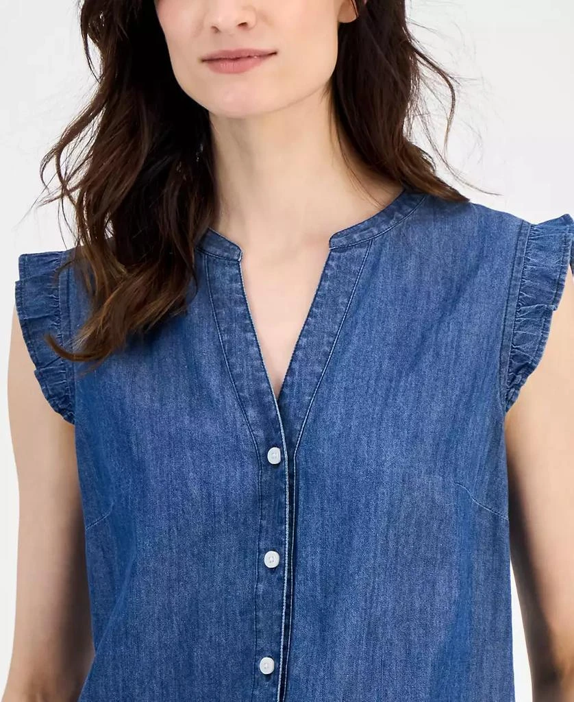 Tommy Hilfiger Women's Chambray Ruffled Shirt 3