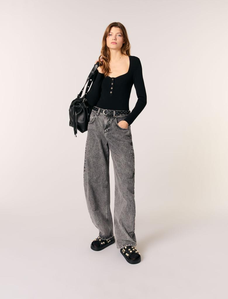 Maje Maje Woman's viscose Low-neck rib knit sweater for Spring/Summer