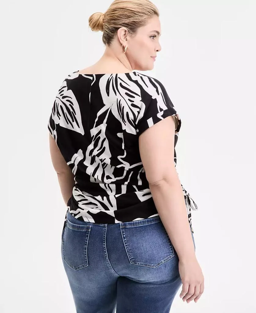 Plus Size Printed Adjustable-Side-Tie Top, Exclusively at Macy's