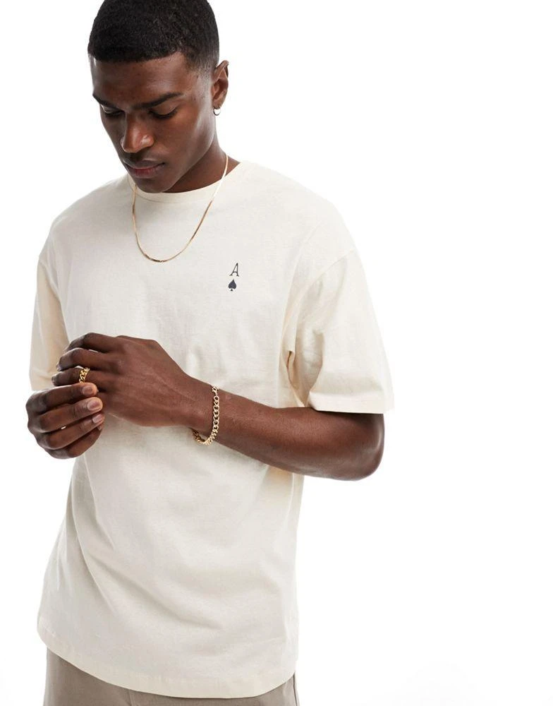 ADPT ADPT oversized t-shirt with ace of spades back print in cream 4