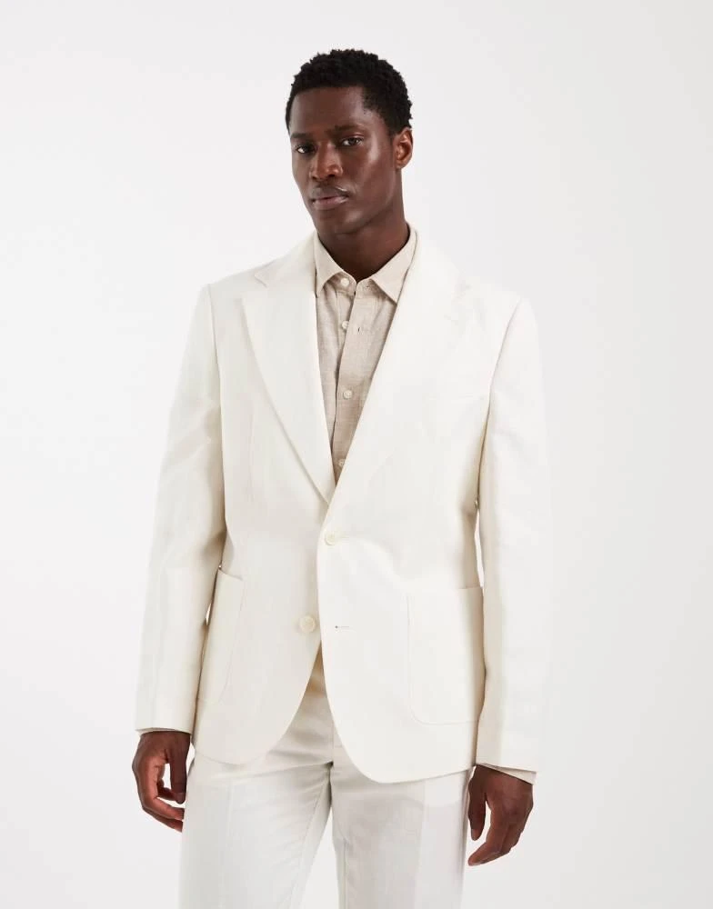 ASOS ASOS DESIGN mix 
match linen rich slim suit jacket in cream