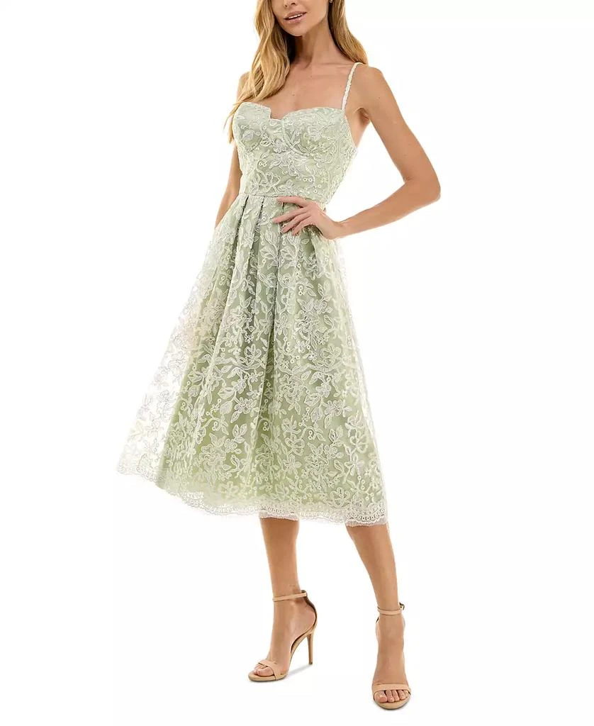 City Studios Juniors' Floral-Embroidered Sleeveless Midi Dress 3