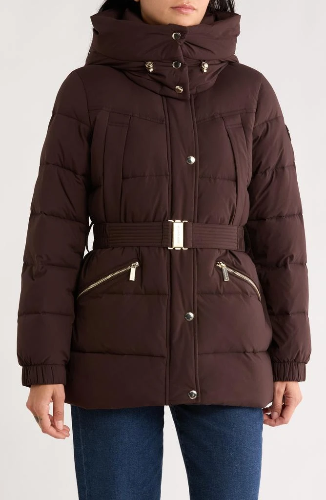 Michael Kors Belted Channel Quilted Hooded Puffer Coat 1