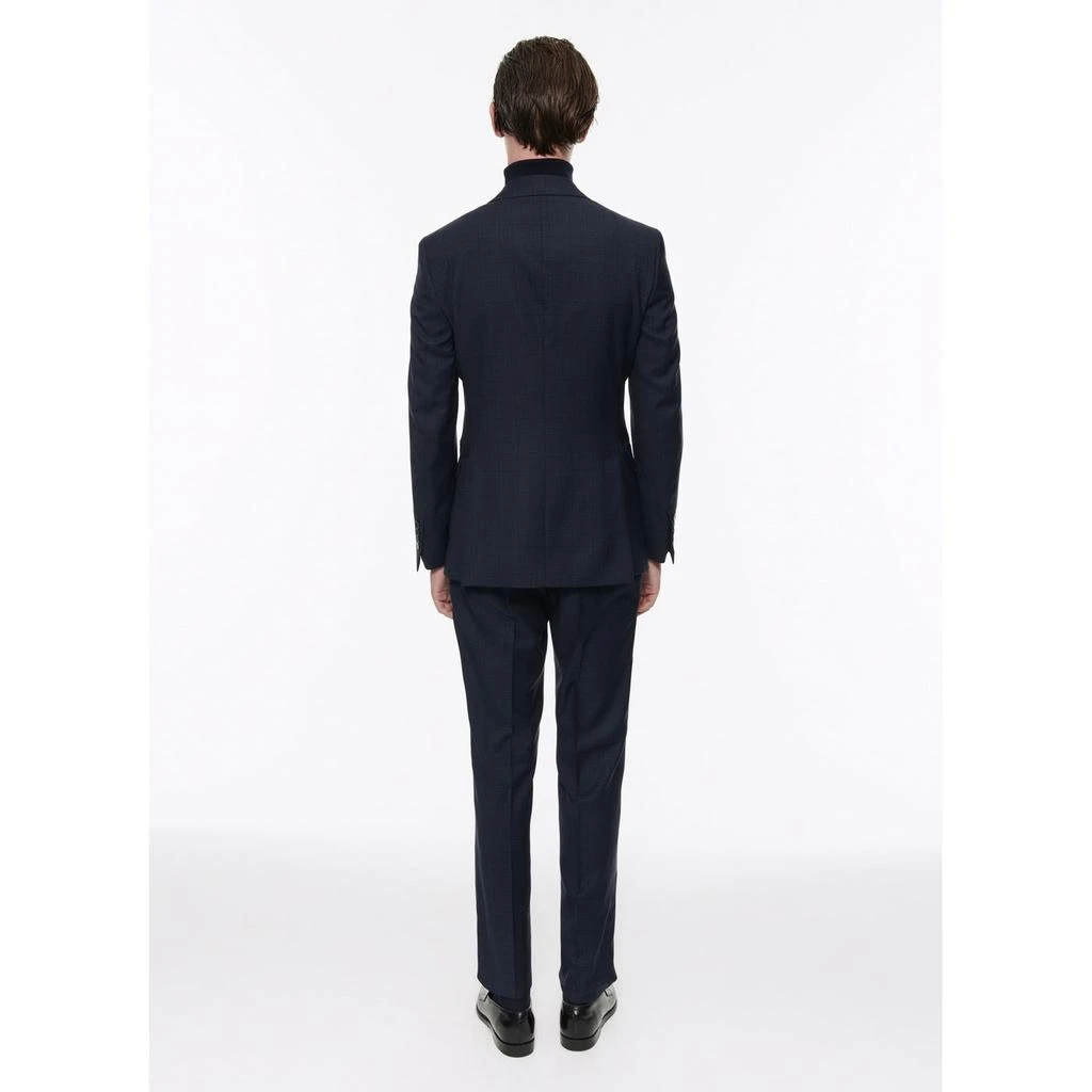预计3周后发货 Fursac Costume 2 Pièces En Laine À Motif Prince De Galles - Marine - Homme 5